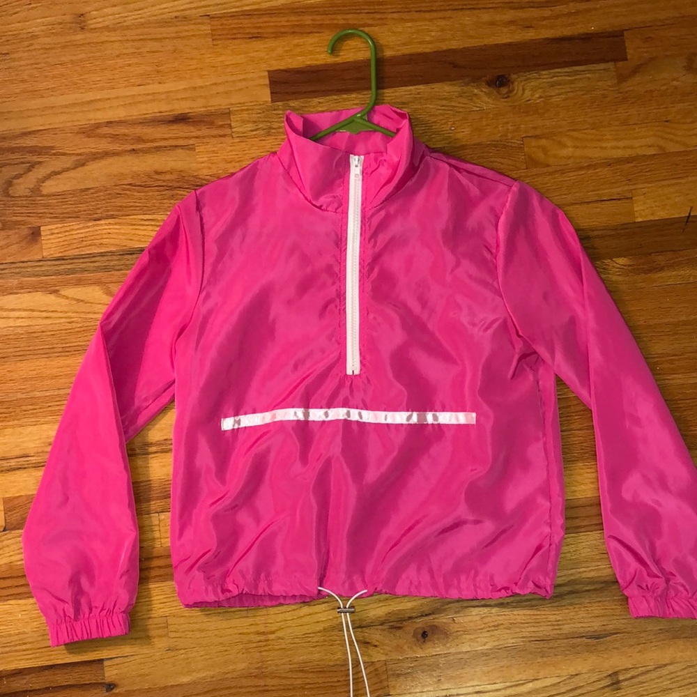Hot pink windbreaker quarter zip, 80s / 90s